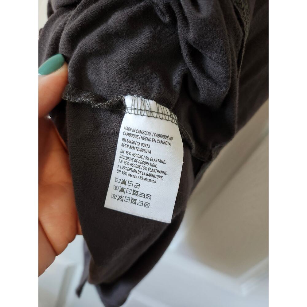 American Eagle Soft & Sexy Tank Top Small Gray Floral Embroidered Career Dress - Picture 5 of 5
